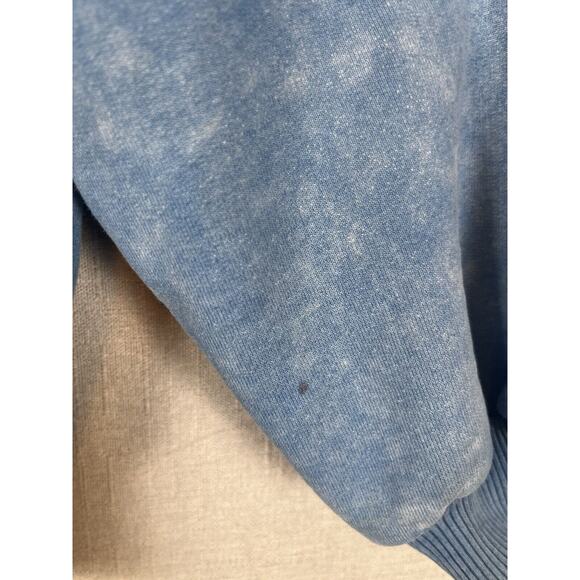 VTG Fuzzy Stonewash Native Bird 1/4 Zip High Neck Sweatshirt Mens XL Blue READ - Picture 9 of 11